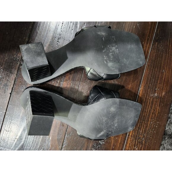 Rilista Black Woven Open-Toe Block Heel Sandals/Size 9.5 - Picture 7 of 8